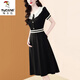 Specht Little Duftstil Puppenkragenkleid für Frauen 2025 Sommer Neue Temperament Schwarze Kurzarm Taille Slim A-Line Rock Black S Vorgeschlagene 80-95