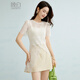 
Late white 2025 summer simple temperament cotton blouse short sleeve hollow print design sense irregular hem T-shirt for women off-white M