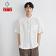 Kuraishi Kazuki old money style Henry collar short-sleeved shirt men's summer 2025 new Japanese light luxury loose casual shirt trendy brand blue gray XL 140-160Jin Jin equals 0.5 kg
