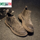 CARTELO Autumn and Winter Martin Boots Men's Variety Breathable Frosted British Brock Men's Boots Medium Leather Cover Chelsea Boots Khaki 41