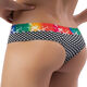 
Men's Plaid Thong Rainbow Wide Belt Panties Sexy Big Bag Shorts Black L
