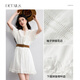 
Chamdora Bohemian pure cotton tied V-neck dress for women summer ruffled rotator sleeves A-line skirt romantic midi skirt