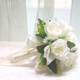 Miao Yijia holds flowers in hand to receive certificate, simulated flowers, photo props, wedding bouquet, proposal, engagement bride, white rose fake flower, white rose hand held bouquet 20*20cm