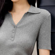 Eifli (eifini) Eifli breathable high-sensored sister-sensing polo collar sweater short-sleeved women's casual workplace commuting 2025 summer new style rock lime M 105-115Jin [Jin equals 0.5 kg]