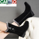 卡帝乐鳄鱼（CARTELO）加绒加厚雪地靴女冬季皮毛一体长筒靴平底防滑中筒靴保暖妈妈棉鞋 719黑色 39