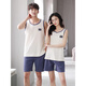 Rindu pajama couple outfit one for men and one for women pure cotton refreshing vest set pure cotton pajama women 2025 new summer style LB:9902 [women] apricot bow love black pants pure M [breathable pure cotton skin-friendly and not stuffy]