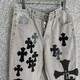 Crowxinping 25ssch Crowxin Crowxin Label de cuero lavado Jeans Dopamine Jeans Cement Grey LC9928 Cemento Gris LC9928 28
