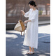 Demana [Fresh Pure Cotton] Spring and Autumn Water-soluble Lace Embroidered Tea Skirt Tassel Cotton Rope Ruffled Women's Dress