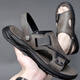 Sandalias de Spider King Sandalias de cuero genuinas para hombres para el verano Nuevo suela suave de cuero suave Capeta casual de la cabeza de la playa Spider 9922 Caki 38