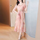 OLJ High-End-Marke Kleid für Frauen 2025 Sommer Neues Blumenchiffon High-End-Temperament schlanker Pendlerrock Rosa 2xl 125-135jin [Jin gleich 0,5 kg]