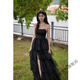 Zhenjie High-end Black Evening Dress 2025 New Style Hosting Female Art Exam Student Day Adult Ceremony Fairy Temperament Banquet Black XS