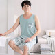 Aimu Meigui Pyjamas Herren Sommer Dünner ärmellose Shorts Heimkleidung für das einfache lässige Outfit für Männer M1048 Hellgrün M [Vorgeschlagen 100-120jin [Jin ist 0,5 kg]]