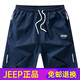 JEEP SPIRIT高端夏季五分裤男士休闲宽松直筒运动短裤男冰丝沙滩裤衩时尚潮流 黑色+蓝色【两件装】6223 L 建议135-150斤