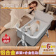 Miehone Baby Drehmaschine Dual-Purpose-faltbare und abnehmbare tragbare Neugeborenen-Wiegenbett u Baby Bett Spleißen großes Grau + Moskitonetz + Matratze + Speicherkorb + Windel Tisch