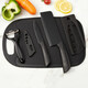 Couteau de cuisine tranchant et planche à découper 2 en 1 en acier noir antirouille, couteau à trancher, couteau à fruits, ensemble de 4 pièces noirs à la mode, boutique de grande valeur