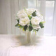 Miao Yijia holds flowers in hand to receive certificate, simulated flowers, photo props, wedding bouquet, proposal, engagement bride, white rose fake flower, white rose hand held bouquet 20*20cm