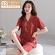 
Modal summer cotton pajamas women's short-sleeved cropped pants large-size cardigan suit summer middle-aged mother home clothes n9871 M (80-100Jin [Jin equals 0.5 kg])