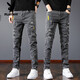 花花公子（PLAYBOY）冰氧吧牛仔裤男士夏季薄款修身小脚高弹力潮牌冰丝男款长裤子.+ 6636黑灰 M 34 身高170-185C 体重150-160