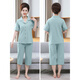 Langsha (langsha) mother cardigan pajamas for women in summer pure cotton short-sleeved cropped pants large size thin style middle-aged and elderly mothers home clothing set 9898# 2XL [Suggested 140-160Jin [Jin equals 0.5 kg]]