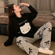 Yalu new pajamas for women in spring and autumn summer long-sleeved cute student dormitory pure and lustful home clothing set KT-16818-wavy dog ​​M [suggested 80-100Jin [Jin equals 0.5 kg]]