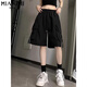 
Cotton American ice silk workwear quick-drying casual shorts for women's summer thin 2025 new small wide-leg five-point pants 204 black [high quality 20.5] L 100-120Jin [Jin equals 0.5 kg]