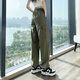 Pantalon de travail de usure de dopamine simple décontractée pour les femmes au printemps et à l'été cordon hip-hop mince-feel large pantalon de plancher