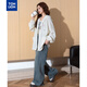 Tang Shi Frauen Textur Stoff Kapuze Kurzdünne Jacke Wp cremig s