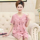 
Victoria's style middle-aged mother pajamas for women in summer pure cotton short-sleeved home clothes middle-aged and elderly thin cropped pants two-piece set Y3937 2XL