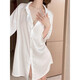 Ice silk shirt pajamas women's thin summer sexy lace hollow loose draped nightgown can be worn outside home clothes Black shirt + shorts bottom missing 6189 M Suitable for 100-120 Jin [Jin equals 0.5 kg]