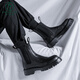 Specht Frühling und Herbst Chelsea Boots Herren Boots Britische Martin-Stiefel Herren Winter Plüsch-Chime-Stiefel High-Top Dicke Sohle-Männerstiefel 3524 Schwarz [Höhe 15 c m] 37