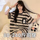 
Langsha summer pajamas for women short-sleeved shorts cartoon loose large size junior high school students can wear home clothes suit 693 black smiley face M [recommended 80-90Jin [Jin equals 0.5 kg]] average size