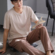 Modal Herren Pyjamas für Sommer Dünne kurzärmelige Hosenanpassungen für Sommer-Teenager große Heimkleidung für Outdoor-Verschleiß LS2679 Kurzlänge 3xl Herrenempfehlung 160-180jin [Jin entspricht 0,5 kg]