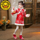 G.duck2023 New Girls Hanfu Autumn and Winter Tang Suit Winter New Year's Eve Clothes Children's Cheongsam Dress Chinese Style Winter Embroidery-Champagne Gauze Skirt (Fellow and Thickened) 130 Suitable for (40-48Jin Jin is equal to 0.5kg) 5-6 years old