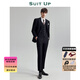 Suitup (SUITUP) high quality men's suit double-breasted high-end gentleman's suit men's wedding dress formal three-piece suit double-breasted pena jet black top + pants L 48A Please note the pants size when placing an order