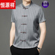 
Hengyuanxiang men's mulberry silk buckle short-sleeved Tang suit 2025 summer new product men's casual simple Chinese style top dark blue L 17084A