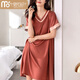 Modal 2025 new nightgown women's pajamas summer ice silk short-sleeved sexy dress silk home clothes white oak 9923 M 160