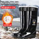 Men's high-tube rain boots anti-slip rain boots waterproof shoes women's shoes rubber shoes fishing shoes kitchen shoes construction site labor protection rain boots men [authentic military log] 907 medium tube black 44