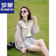 ROMON printed short fashionable sun protection clothing baseball uniform for women 2025 summer loose thin small breathable and fashionable sun protection clothing green M (100-115Jin[Jin equals 0.5 kg])