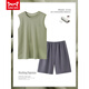 Catman (Miiow) Vest Pajamas Summer de algodón puro para hombres traje sin mangas para niños ropa de casa nueva para adolescentes Summer 13658 L (100-120Jin [Jin equivale a 0.5 kg])