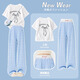 Nickybaby Girls Set Summer Dünne Kinder 2025 neue modische Mädchen große Kinder Sommer Kurzarm Weite Beine Zwei-teilige Set 18848 Weiß 15277 Blau 150 cm