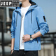 JEEP SPIRIT spring new men's hooded jacket loose thin solid color short jacket K12131 black M [recommended 100-110Jin [Jin equals 0.5 kg]]