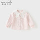 DAVE&BELLA children's shirt spring new pure cotton girls long-sleeved tops sweet children's shirts baby girl bottoming shirt butterfly print ready stock 110 cm (recommended height 100-110cm)