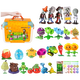 Plant vs. Zombie Toys 2 Pea Shooter Model Figure Full Set Can Be Ejected Soft Dolls 6-10 Years Old Children's Toys Boy [Soft and Hard Glue 28 Pieces - Storage Barrels] 19 Plants + 5 Zombies