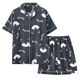 Mu Fengqing men's pajamas summer thin short sleeve shorts cartoon student teenager plus size summer home clothing set [HZ#3271] double short set M [70-100Jin[Jin equals 0.5 kg]]