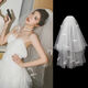 
Shantoulin Village Veil Certificate Pearl Bride Veil Main Wedding Dress Bow Pearl Hair Garment Puffy Korean Style Photo Shot Band Beaded Veil-about 80cm