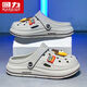 Pull-back official children's Crocs for boys and girls, cute cartoon outerwear for small, medium and large children, soft-soled sandals with a poop-feeling feel, gray big-eyed boy 37