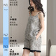 
Palando pure cotton pajamas for women in summer stripes with chest pads 2025 new suspender beautiful back cool-looking girls' home clothes can be worn outside 09M5003 ([no bra, cool and comfortable]) L 160-165cm110-130Jin[Jin equals 0.5 kg]