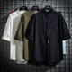 Moxiao 1049 personnes louées gras cols japonais cols de support à moitié à manches masculines et couleur unie lâche simple et polyvalent d'été à manches courtes noire 4xl