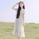 Vestido de niñas Summer 2025 Nuevo estilo para niñas Corea Coreana Corea Corea Princesa Vestido de vacaciones para niños Vacaciones largas Summer Off White 160