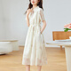 
OLJ light luxury brand dress for women 2025 summer new high-end shirt collar fashionable chiffon skirt picture color XL 115-125Jin[Jin equals 0.5 kg]